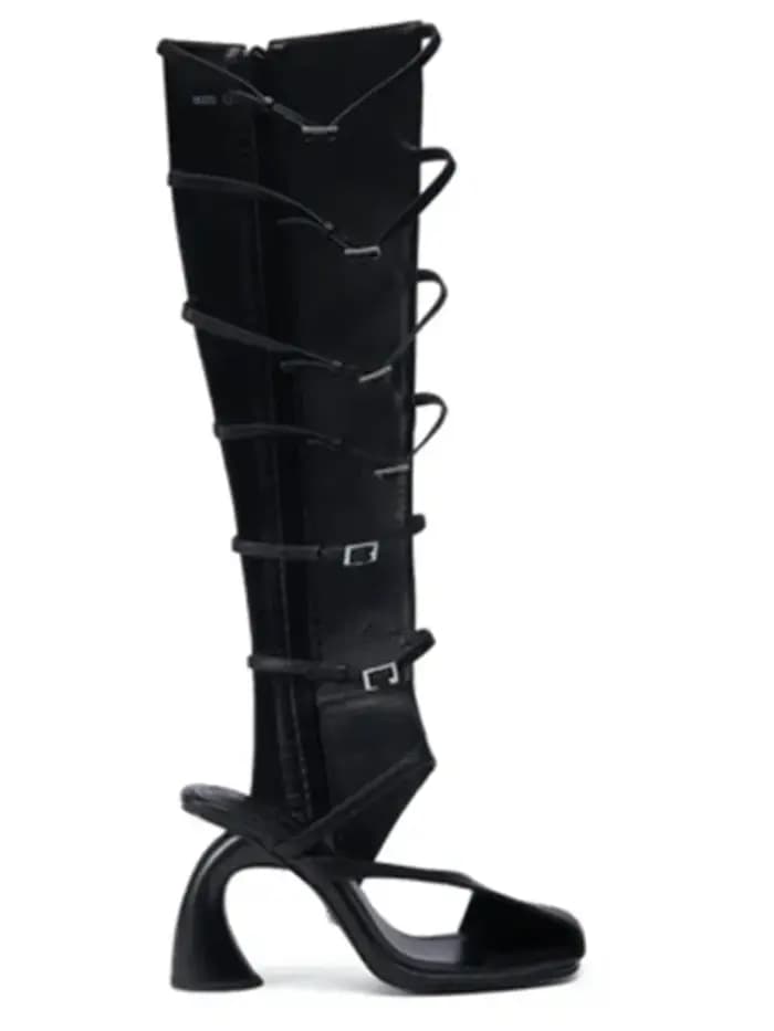 Sandales à talons hauts épaisses et originales, style été 2026 Europe et Amérique, bottes tendance à tube haut et bride fine, style défilé