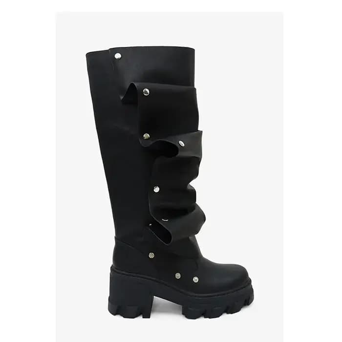 Bottes hautes déformables à semelle de talon en métal pour femmes