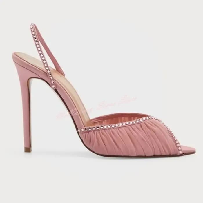 Peep Parker-Escarpins en maille pour femmes, talons hauts fins, lanières à boucles, escarpins en cri