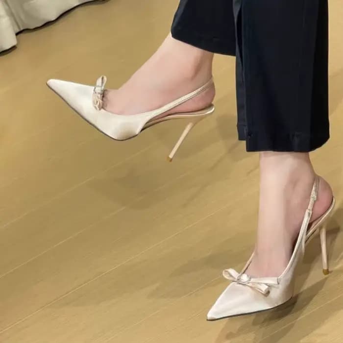 Sandales à bout pointu pour femmes, nouvelles sandales d'été à talons hauts avec nœud et sangle conf