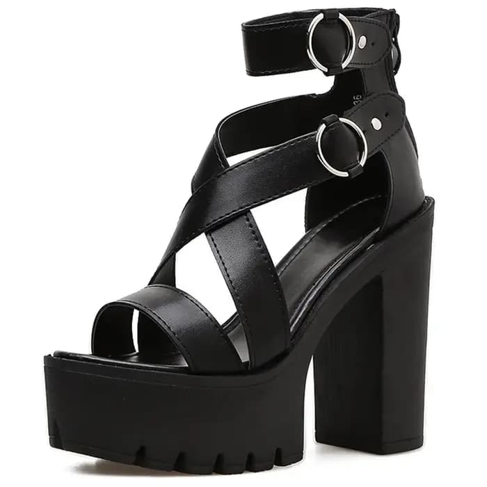 Sandales creuses pour femmes, nouvelle collection été 2026, à talons hauts, à brides croisées, à bout ouvert, pour boîte de nuit, à talons épais et semelles compensées