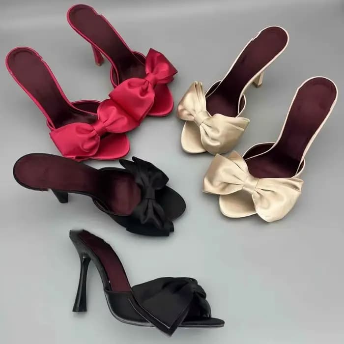 Mules à talon haut grande taille style français avec nœud