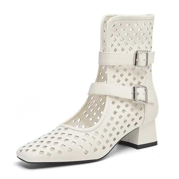 Ods Sexy marque de luxe or gladiateur sandales plate-forme Beige été maille grille bottines