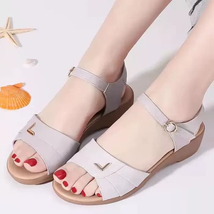 Sandales à Talons Compensés en Cuir pour Femme