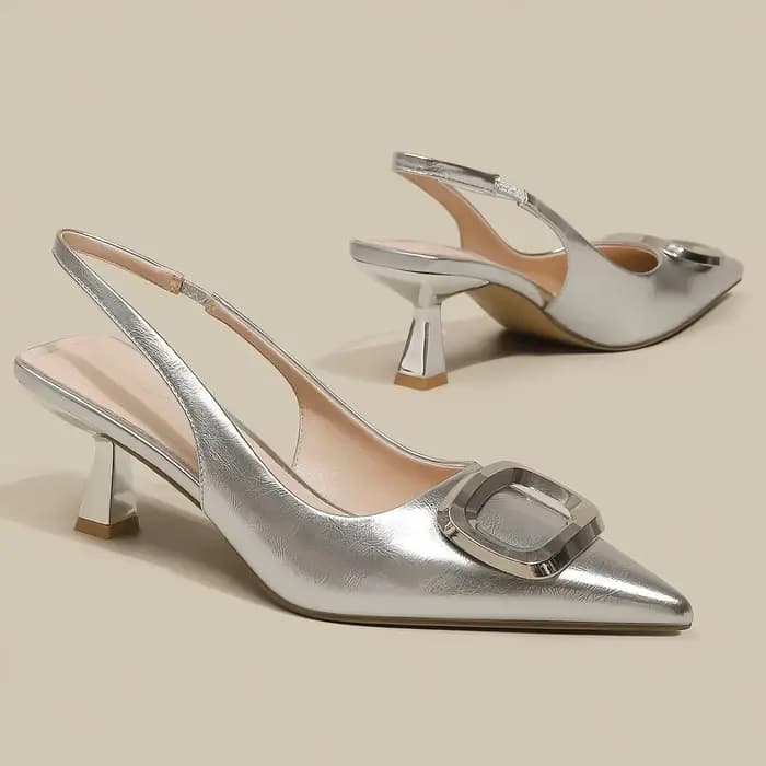 Chaussures Slingback Femme Tendance Printemps Nouveauté Talons Hauts Élégants à Talon Moyen Bout Pointu Sandales Mules à Enfiler