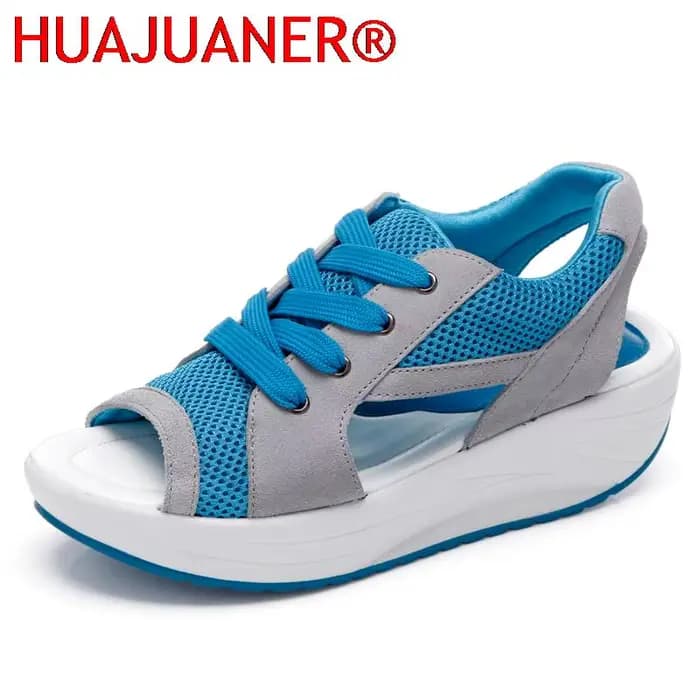 Sandales Femme 2026 Nouveauté Plateforme Chunky à Lacets Confortables Bout Ouvert Chaussures Décontr