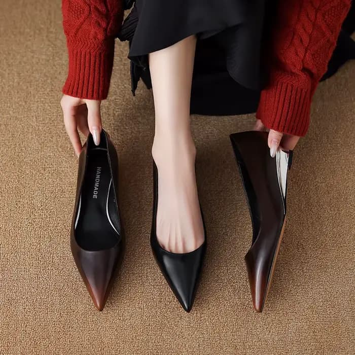 QUTAA News – escarpins en cuir véritable pour femmes, chaussures à talons hauts, bout pointu, Sexy,