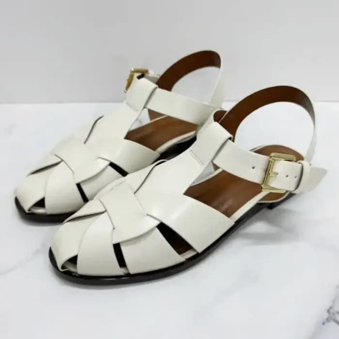 Nouvelles sandales plates femmes 2026 été Faux daim tissage conception gladiateur