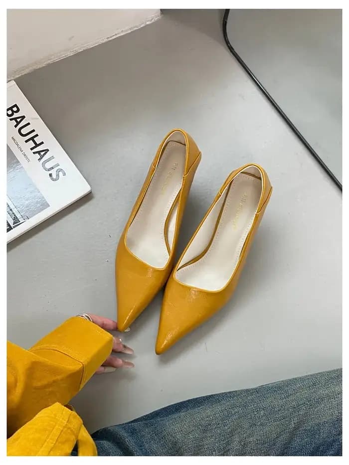 Nouvelles Escarpins Printemps 2026 à Bout Pointu et Talon Bas pour Femme – Chaussures Élégantes et Sexy à Enfiler