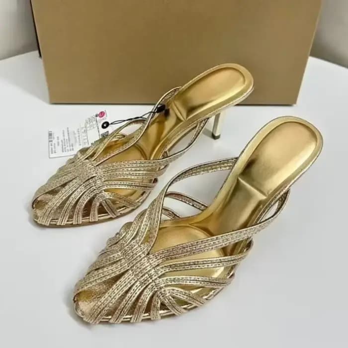 Talons hauts été femmes sandales romaines or rencontres décontracté élégant Stiletto respirant conception creuse femme fête Mules chaussures