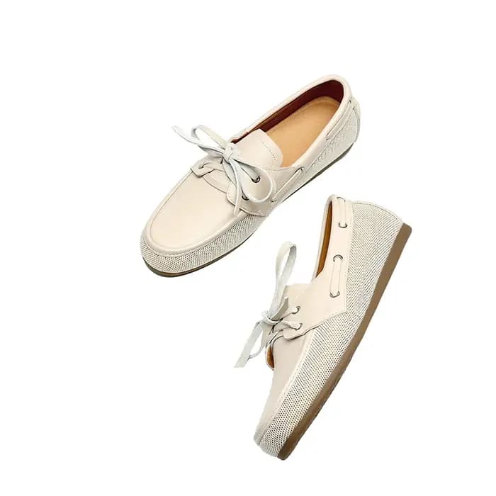 2025 nouvelle tendance élégant automne véritable cuir de vache femmes chaussures plates Beige marron Patchwork à lacets