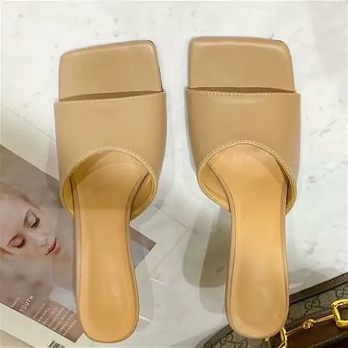 Nouveau bout carré talons hauts sandales femmes mode bout ouvert pantoufle femmes sandales été conce