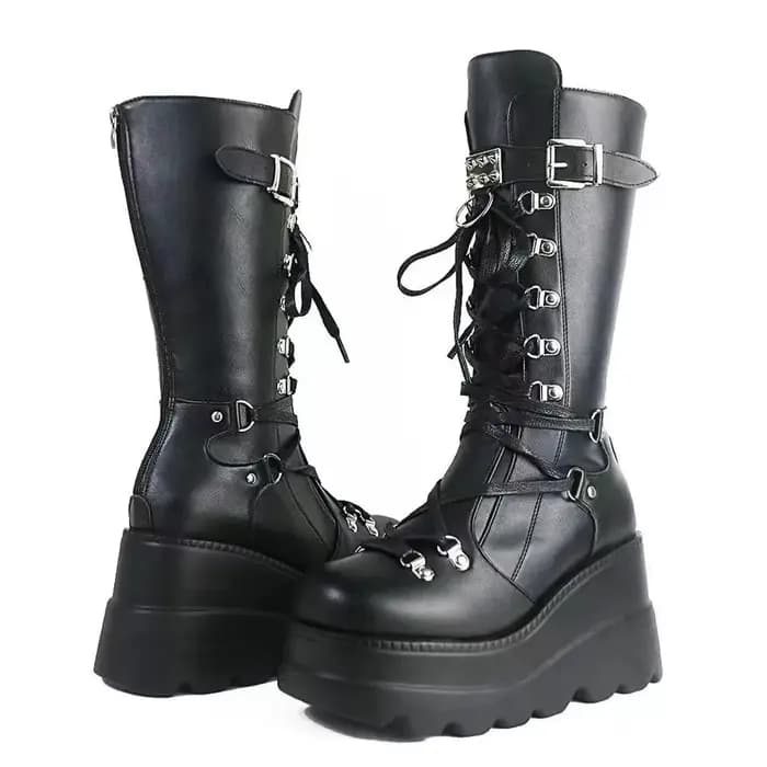 Bottes à plateforme mi-mollet à talons hauts pour femmes
