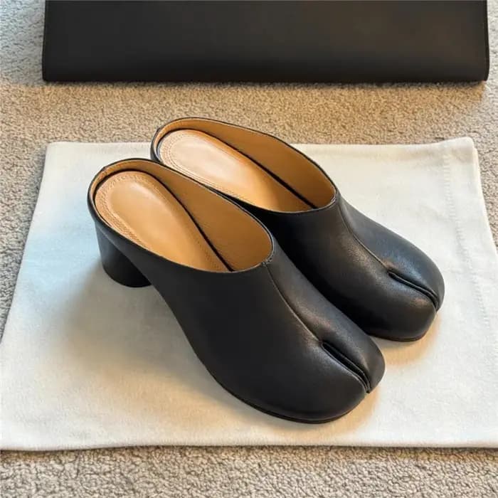 Nouvelles mules Tabi à bout fendu 2026 en cuir véritable