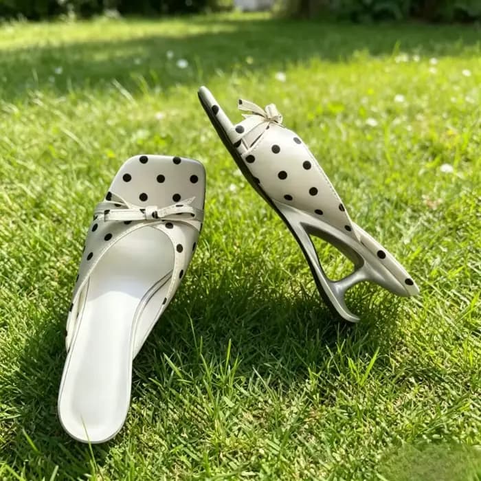 Sandales mules rétro à pois français pour femmes