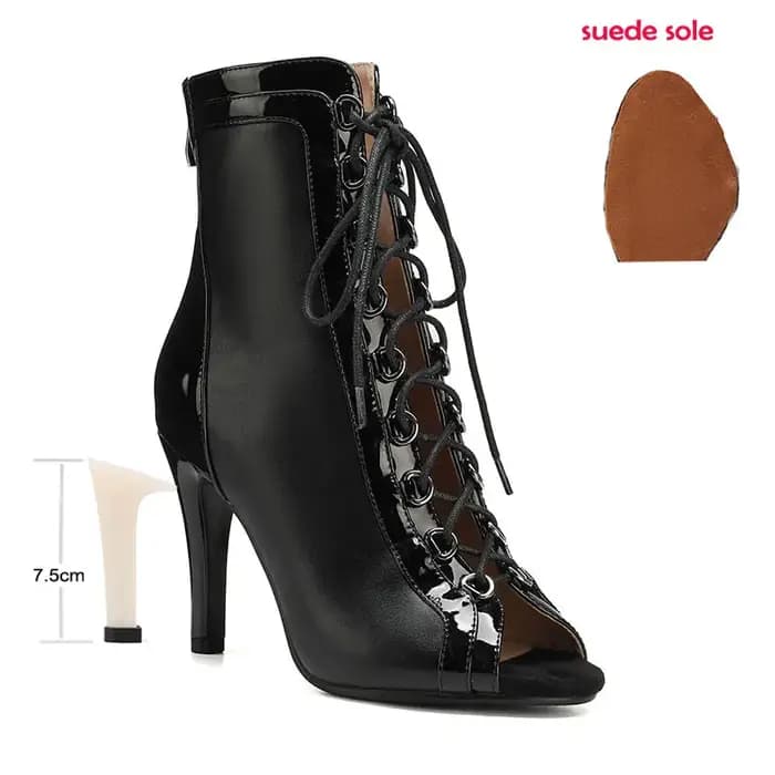 Bottines de danse latine Beige et noir pour femmes