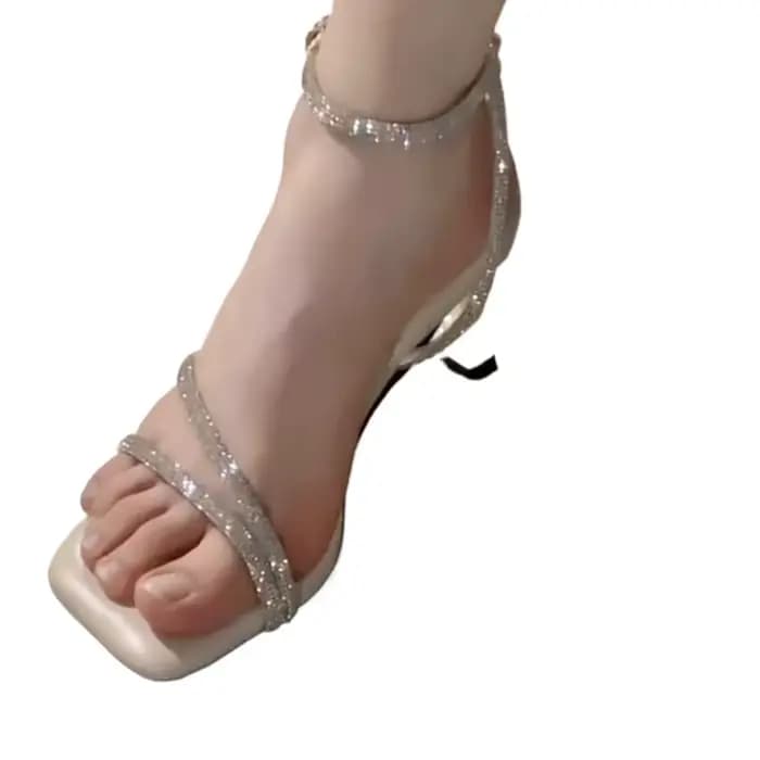 Nouvelles sandales pour femme strass été Sexy bout ouvert chaussures talons fins