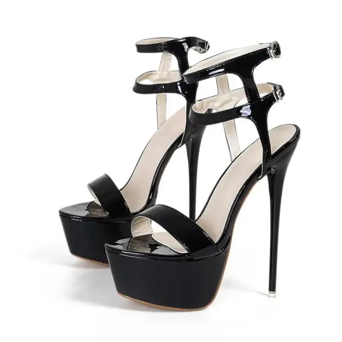 Sandales à plateforme à talons hauts rouges sexy pour femmes, mode, double sangle, Parker ouvert, ch