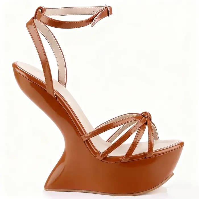 Sandales à talons Fretwrok en cuir verni brillant à bout pointu et bride étroite