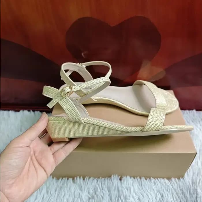 Or argent été femmes sandales compensées talons bas bout ouvert confort robe à bretelles bride à la
