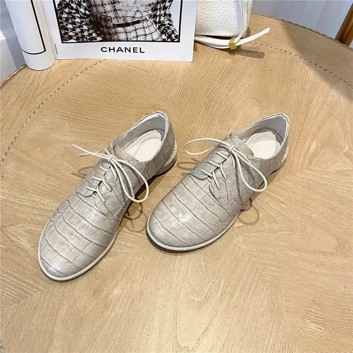 Escarpins à lacets en cuir verni pour femmes, chaussures de printemps et d'automne à bout rond et à