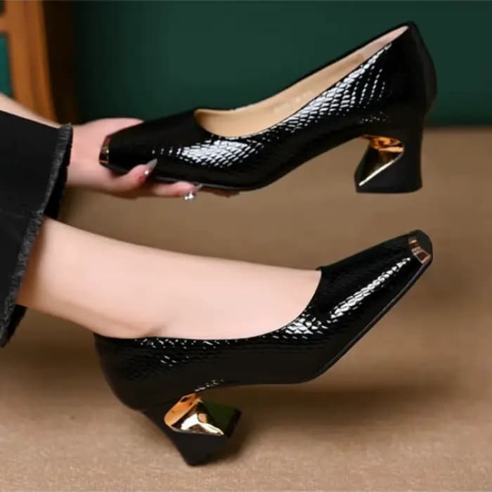 Escarpins français élégants à bout carré pour femmes, semelle souple confortable, talon épais élégant, chaussures de travail professionnelles peu profondes, tailles 35 à 43