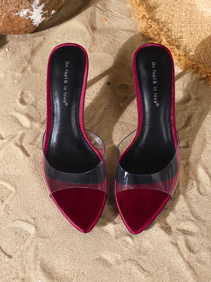 Sandales mules à talon aiguille transparentes en TPU