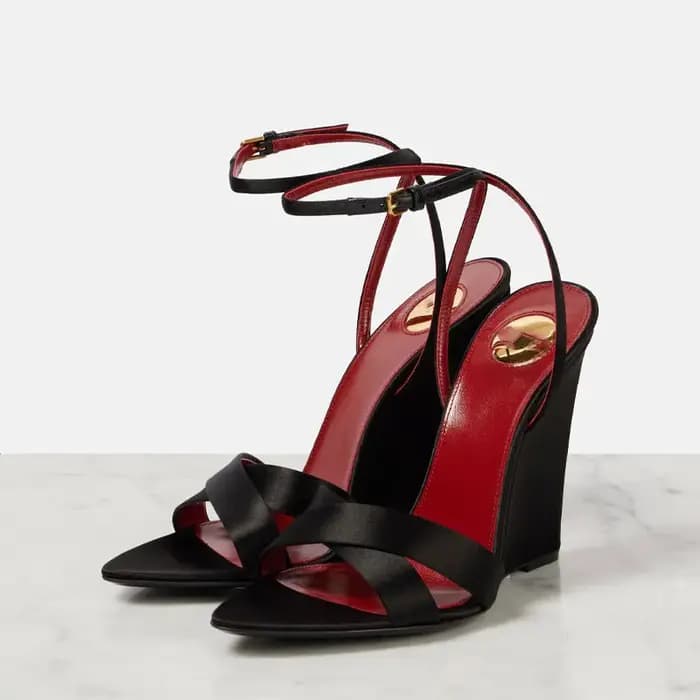Sandales compensées élégantes à bretelles croisées pour femmes – Talons hauts élégants