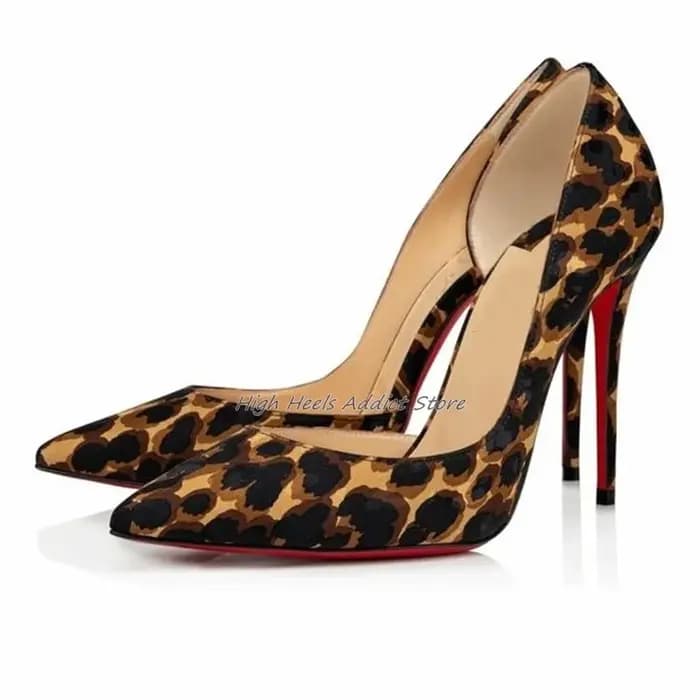 Hot Chick léopard soie bout pointu talons hauts femmes fête en cuir verni pompes Sexy pas cher luxe chaussures de créateur en offre