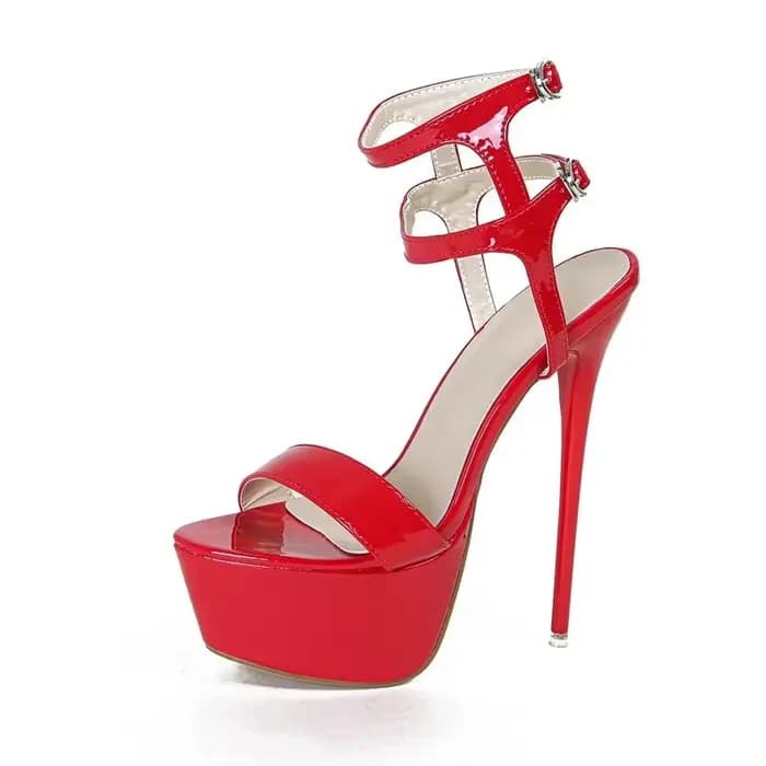 Sandales à plateforme à talons hauts rouges sexy pour femmes