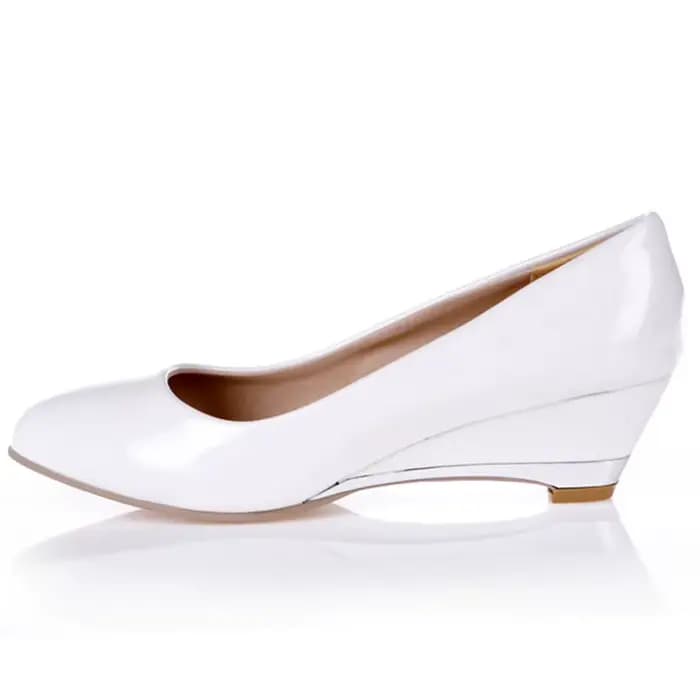 Chaussures compensées décontractées pour femmes, escarpins classiques à talons bas, rouge et blanc, pour fête, mariage, bureau, grande taille 45 48
