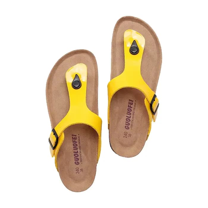 Nouvelles sandales en liège pour femmes, tongs de plage à bout ouvert avec boucle réglable, chaussures plates en cuir avec semelle intérieure en liège
