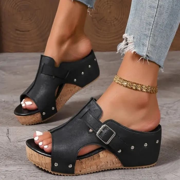 Femmes confortables plate-forme sandales bout ouvert