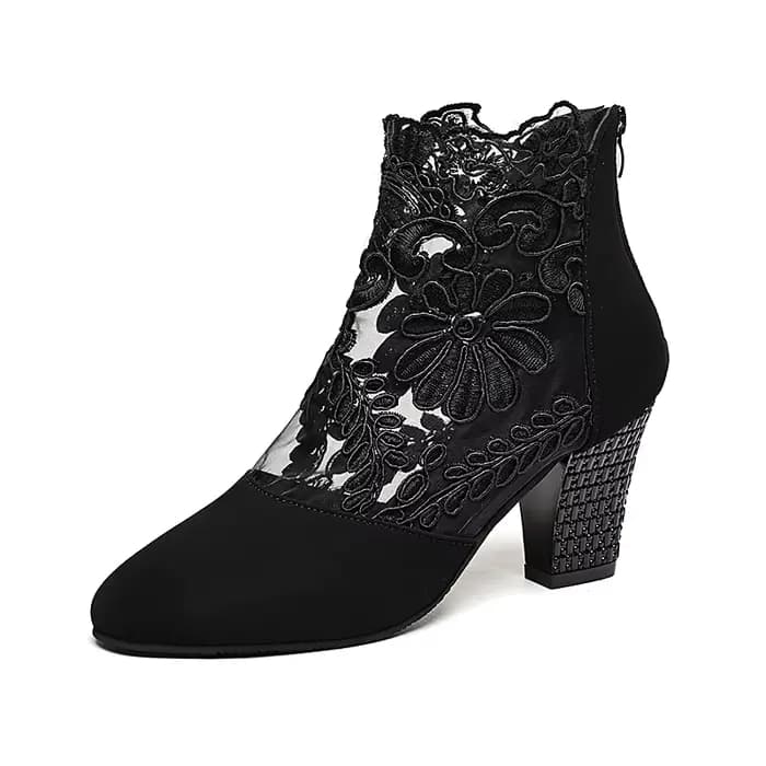 Escarpins en dentelle à talons hauts pour femmes, bride de rinçage, sandales évidées, Parker rond, f