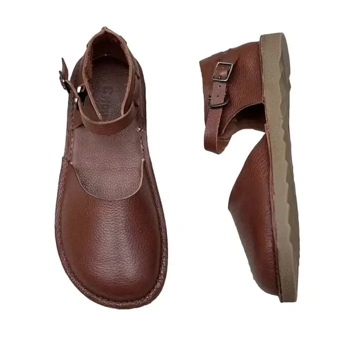 Careaymade-Sandales de loisirs rétro en cuir véritable pour femmes, faites à la main, confortables, résistantes à l'eau, respirantes, à tête ronde