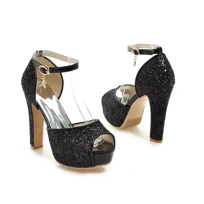 Femmes plate-forme sandales argent or fête de mariage chaussures de bureau haut talon épais Peep ort