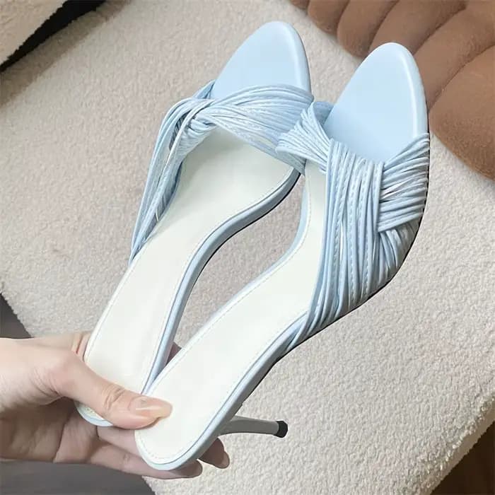 Pantoufles élégantes à talons aiguilles pour femmes, sandales sexy à bout pointu et à bande étroite, chaussures confortables pour femmes