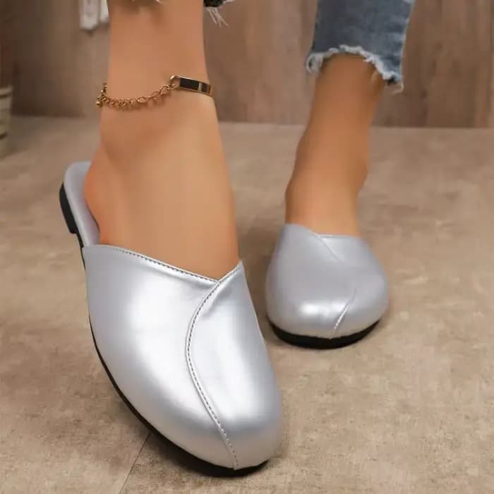 Mules élégantes pour femmes, plates, à bout fermé, en similicuir, style minimaliste, décontractées, pour le bureau, chaussures sans talon