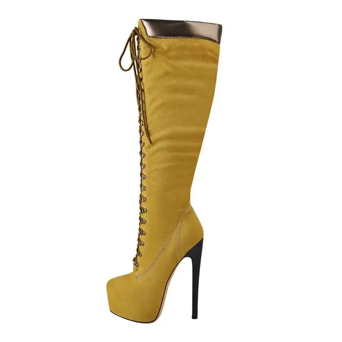 DALTol- Bottes Hautes à Plateforme pour Femme