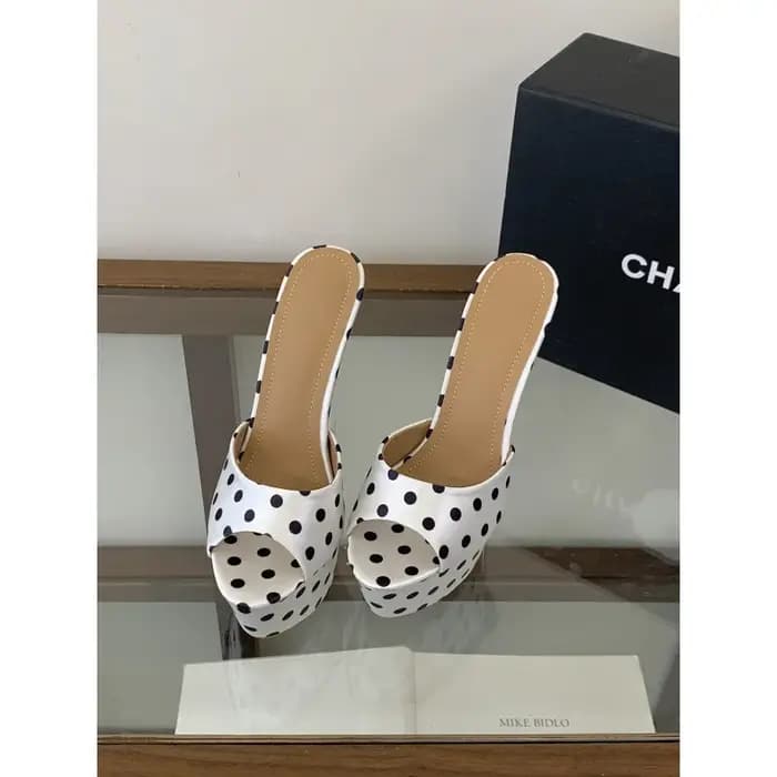 Sandales à plateforme imperméables à pois français, talons hauts de 16 cm, talon ultra haut, à une bride, chaussures pour femmes, style sexy, été