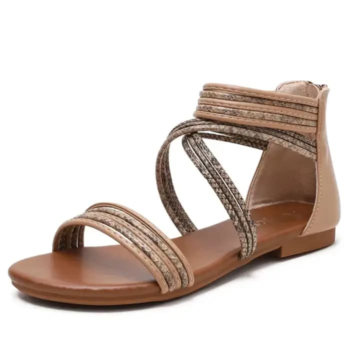 YAERSettlement-Sandales à l'offre elles compensées pour femmes, chaussures romaines en peau de serpe