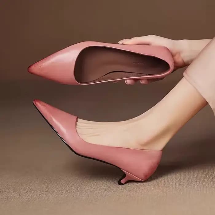 Escarpins roses à talons hauts et fins pour femmes, chaussures à bout pointu, élégantes, pour bal de