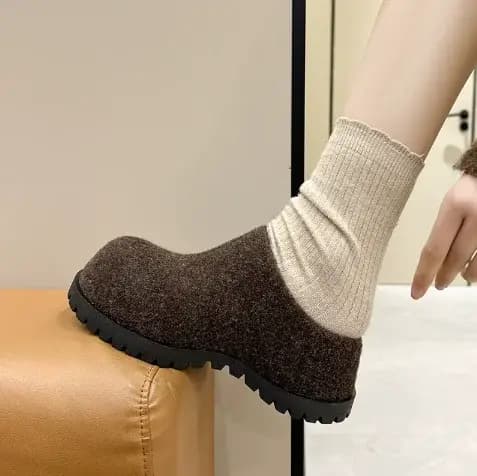 AIYUQI chaussons pour femmes porter nouveau 2025 automne bout rond flanelle