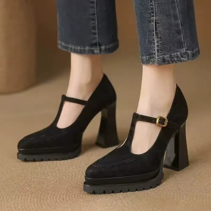 Chaussures simples à talons hauts, nouvelles chaussures à bout pointu en daim avec sangle antidérapa