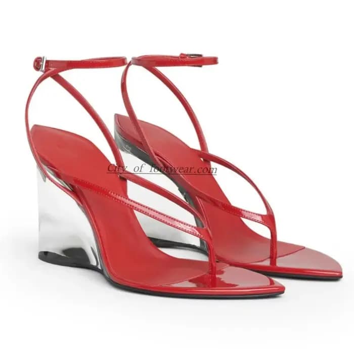 Sandales à talons transparents en cuir pour femmes