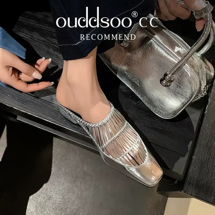 Ods bout carré sandales à talons aiguilles pour femmes été brillant couleur unie