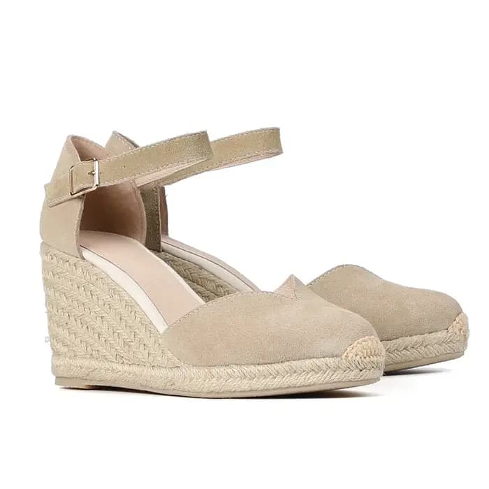 Chaussures à talons compensés Sandales pour femmes en cuir véritable avec enveloppe de cheville et 5-8 cm pour dames