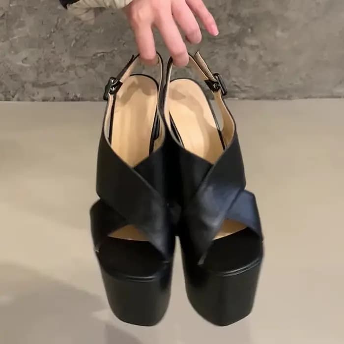 Eilyken 2026 nouvel été plate-forme épaisse sandales à bout ouvert femmes mode talons carrés boucle