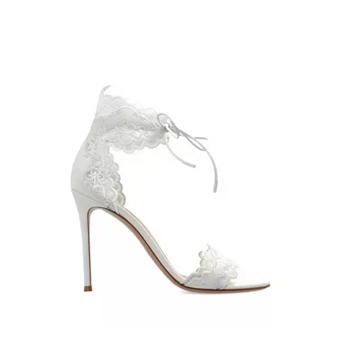 Sandales blanches à talons aiguilles pour femme
