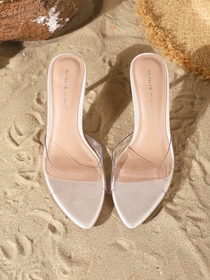 Sandales mules à talon aiguille transparentes en TPU